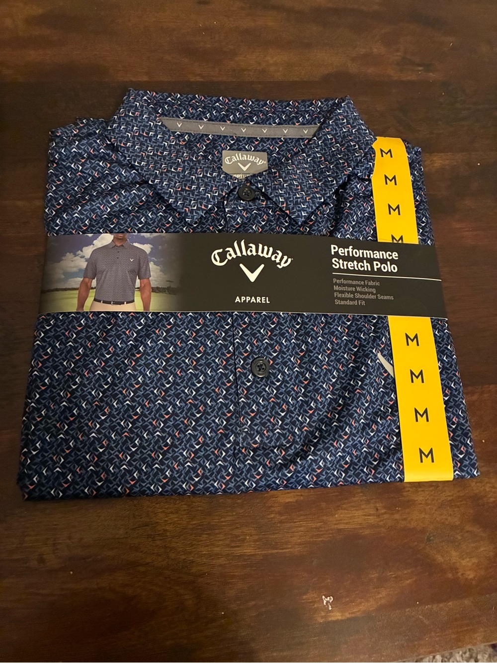 Callaway Blue Multi Geometric Performance Polo